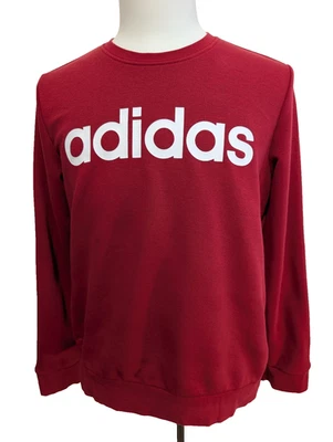 Sweat ADIDAS Homme L Bordeaux Col Rond Logo Sport Excellent État Rare - Photo 1/4