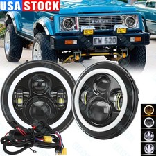 Pair 7 Inch Led Headlight Drl Light H4 Relay Wire Harness For Suzuki Samurai