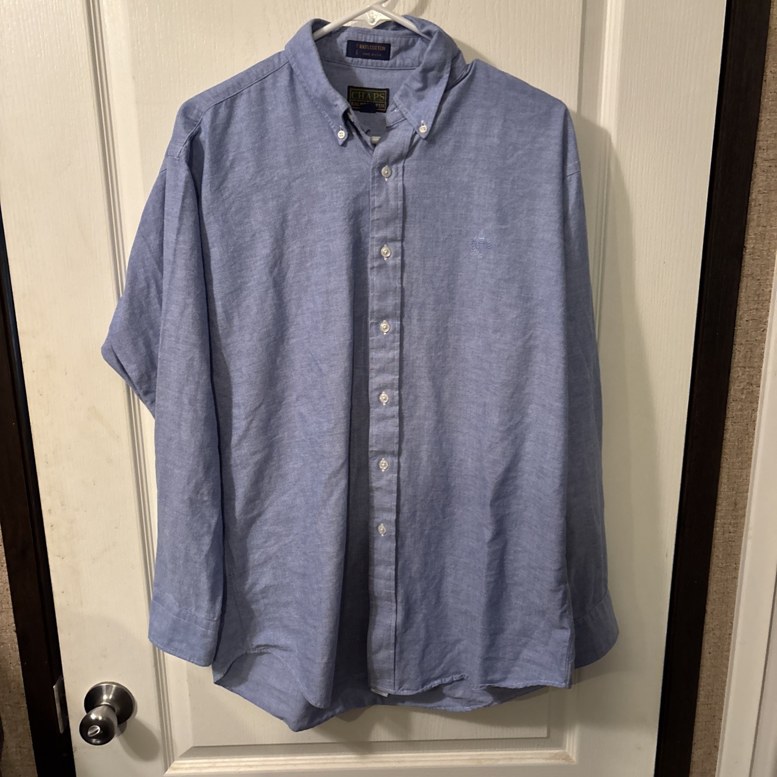 Vintage chaps Ralph Lauren long sleeve blue dress shirt made in USA 16 34/35