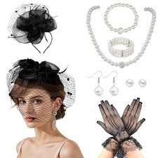 7Pcs Fascinators for Women,20s 50s Tea Party Fascinator Hats for Black