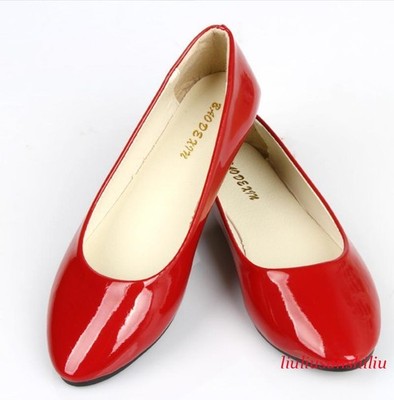 Sweet Womens Faux Leather Round Toe Flat Heel Casual Work Slip on Pumps Shoes Sz