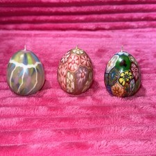 Vintage Floral Millefiori Style Wax Egg Shape Candle Set of 3 new-unused