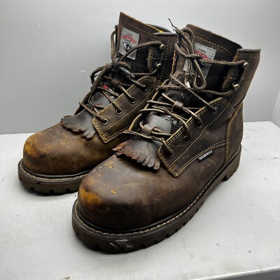 Herman Survivors Brown Leather Steel Toe Work Boots (Men display picture 1