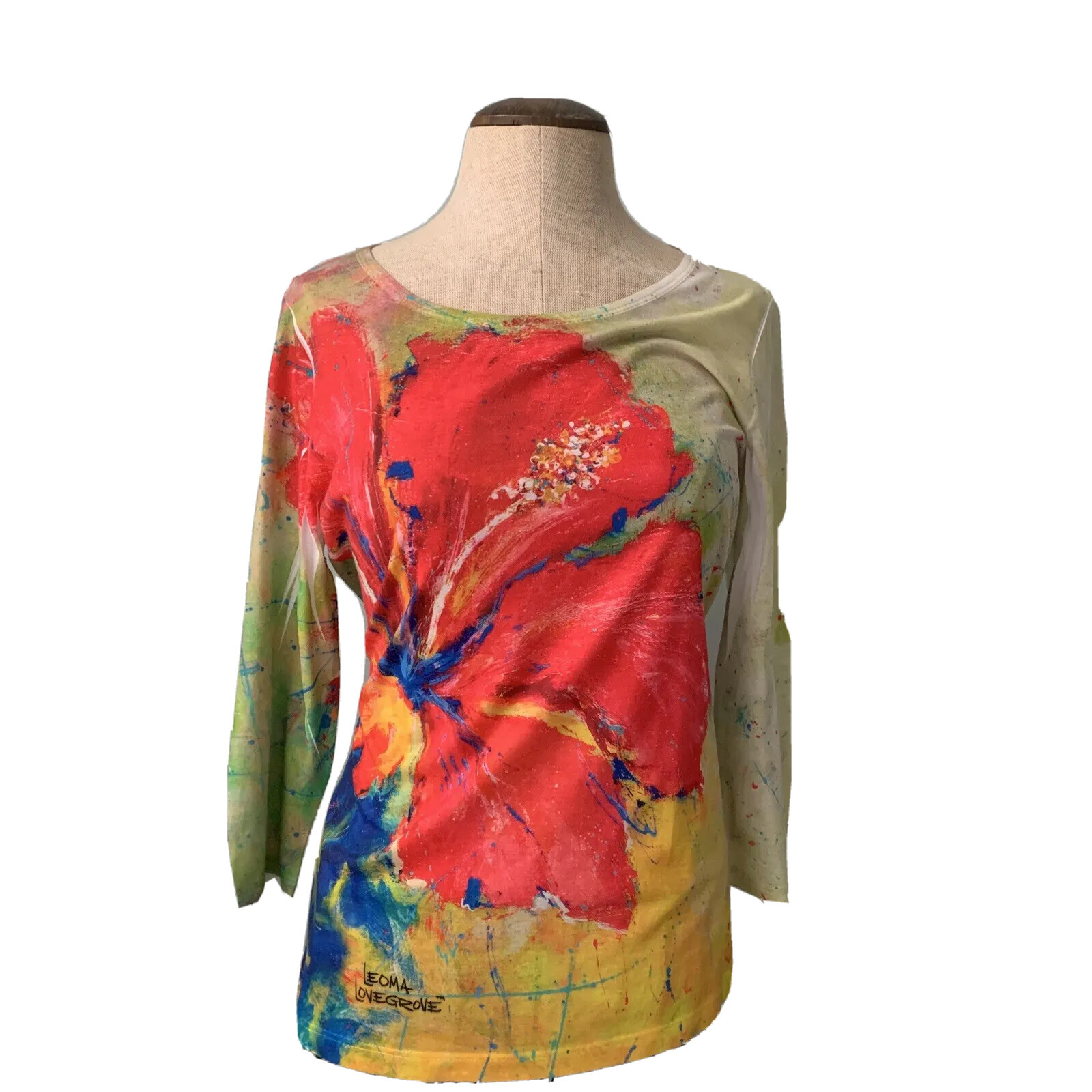 Leoma Lovegrove Art To Wear Shirt Women Size Small Floral Signed eBay