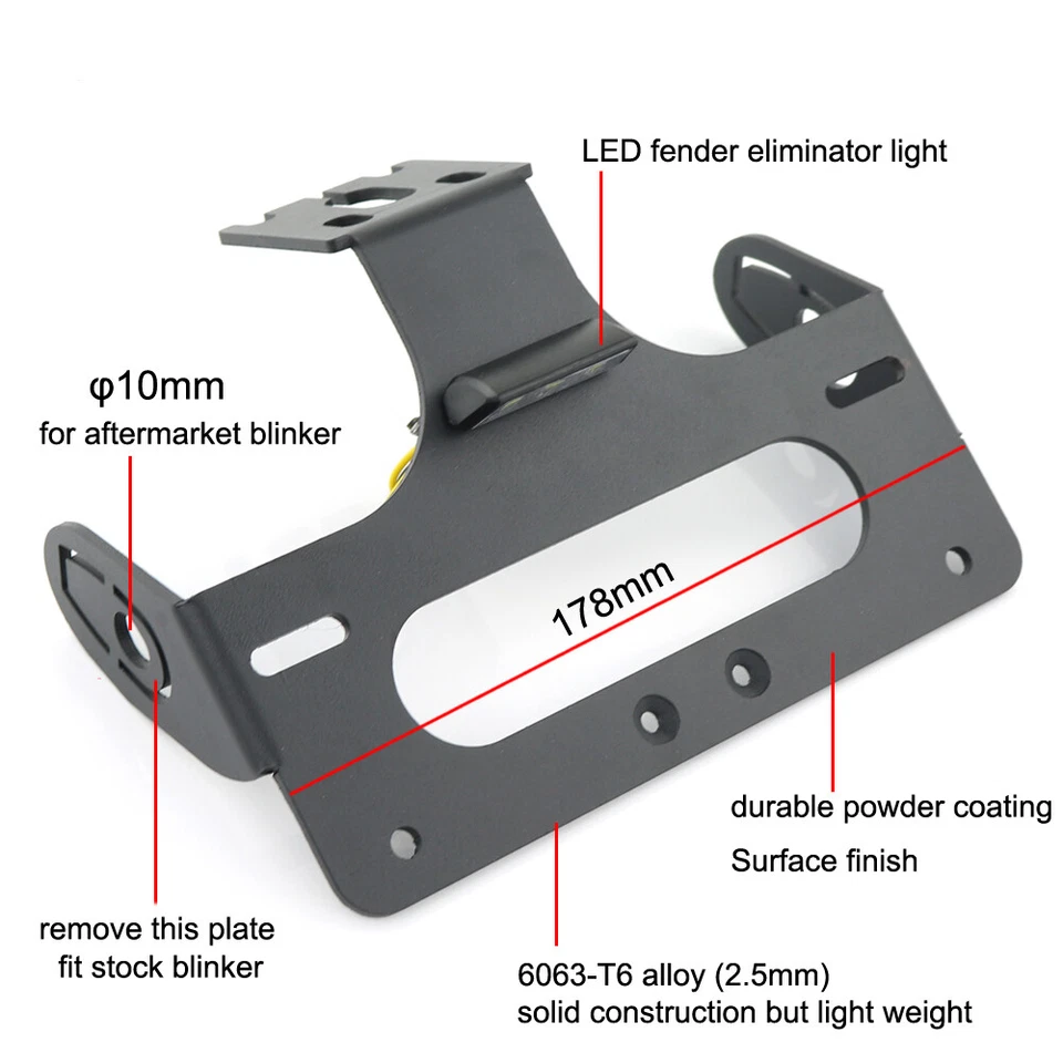 Soporte de matrícula de marco apto para Kawasaki Ninja ZX6R 09-18 ZX10r 08-10 Foto 3 de 4