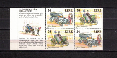 s41065A IRELAND 1989 MNH** Antique cars 4v BOOKLET PANE