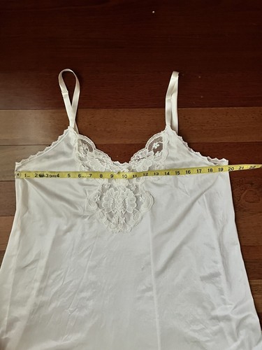 Vintage Vollschlupf Kleid Nachthemd Elfenbein Nylon Dessous Gr. 38 MÄNGEL - Bild 11 von 13