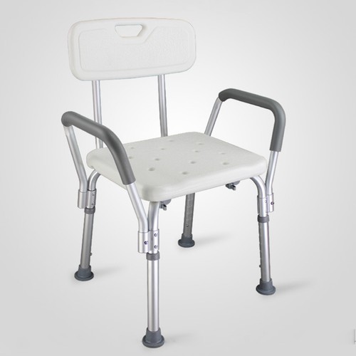 YA Bathroom Shower Bench With Back & Arms Adjustable Height Shower Tub Stool