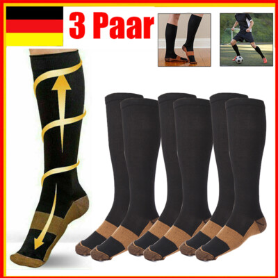 3 Paar Kompressionsstrümpfe Stützstrümpfe Sport Damen Herren Kompressionssocken