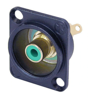 Neutrik NF2D-B-5 RCA Panel Mount Jack, Black Housing with Green Isolation Washer