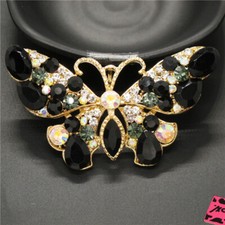 New Black Crystal Lovely Butterfly Insect Fashion Women Charm Brooch Pin Gift