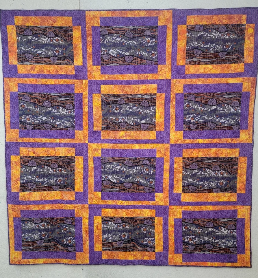 New Homemade "Australian  Aboriginal"  Quilt, 60"x62", 100% cotton fabric - Image 2 of 4