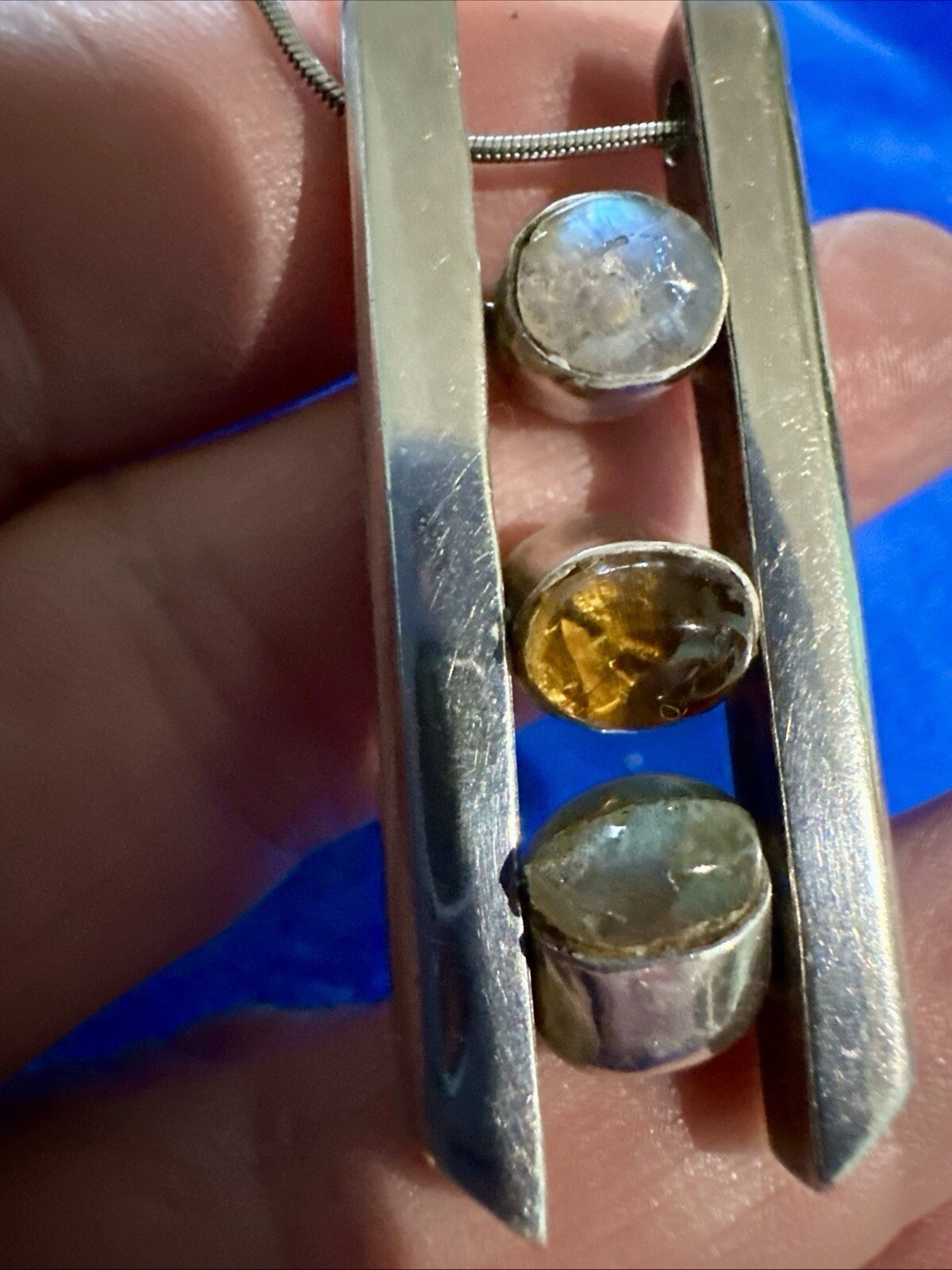 Hallmark 925 silver large Multi gemstone pendant/… - image 1