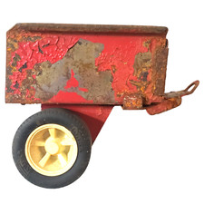 Tonka Trailer Wagon Cart Red Small Rolls Fits Tractor Vintage 3" w Tongue
