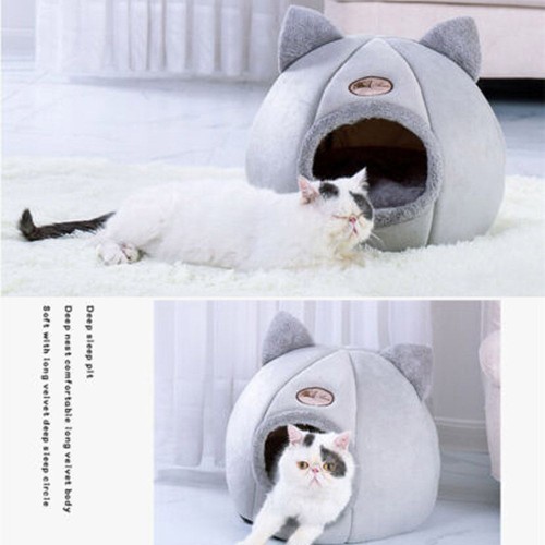 Round Closed Warm Pet Bed Winter Cat Kennel Cat Bed eBay