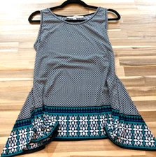 Max Studio Top Womens Medium Multi Color Sleeveless Casual Colorful Asymmetrical