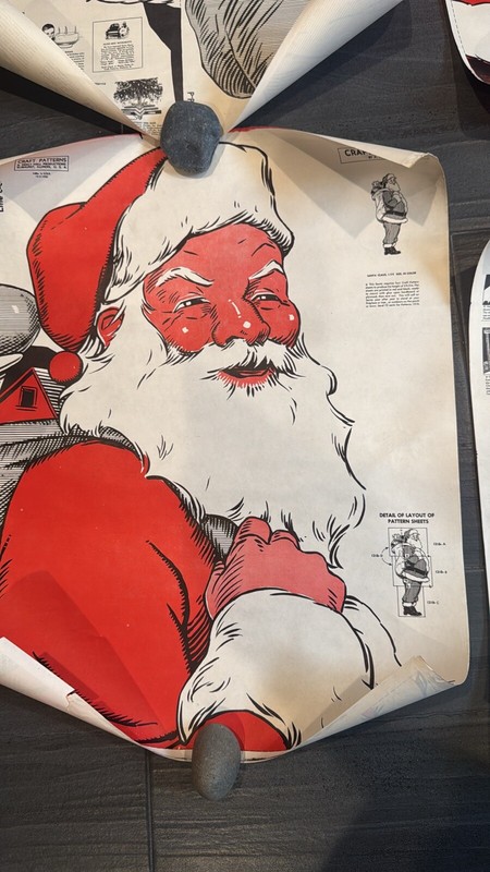 Vtg NEELY HALL Craft Pattern #1216 Santa 4 Sheets NOS Uncut With Tube Christmas
