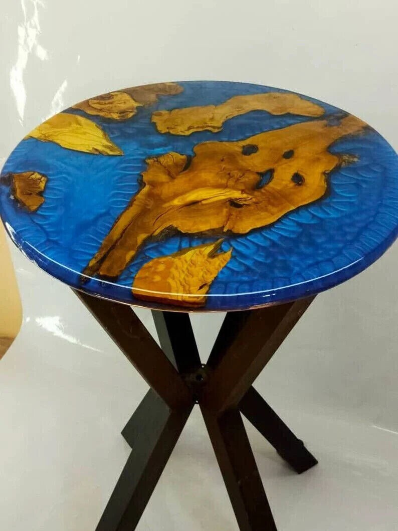 Blue Epoxy Resin River Console Table Top, Wooden Side Table Top , Epoxy Tables
