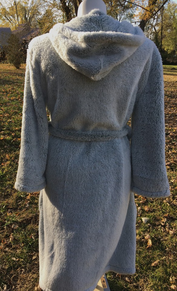 Wild Sage Women's Sherpa Hooded Bathrobe LXL Frosted Granite Green