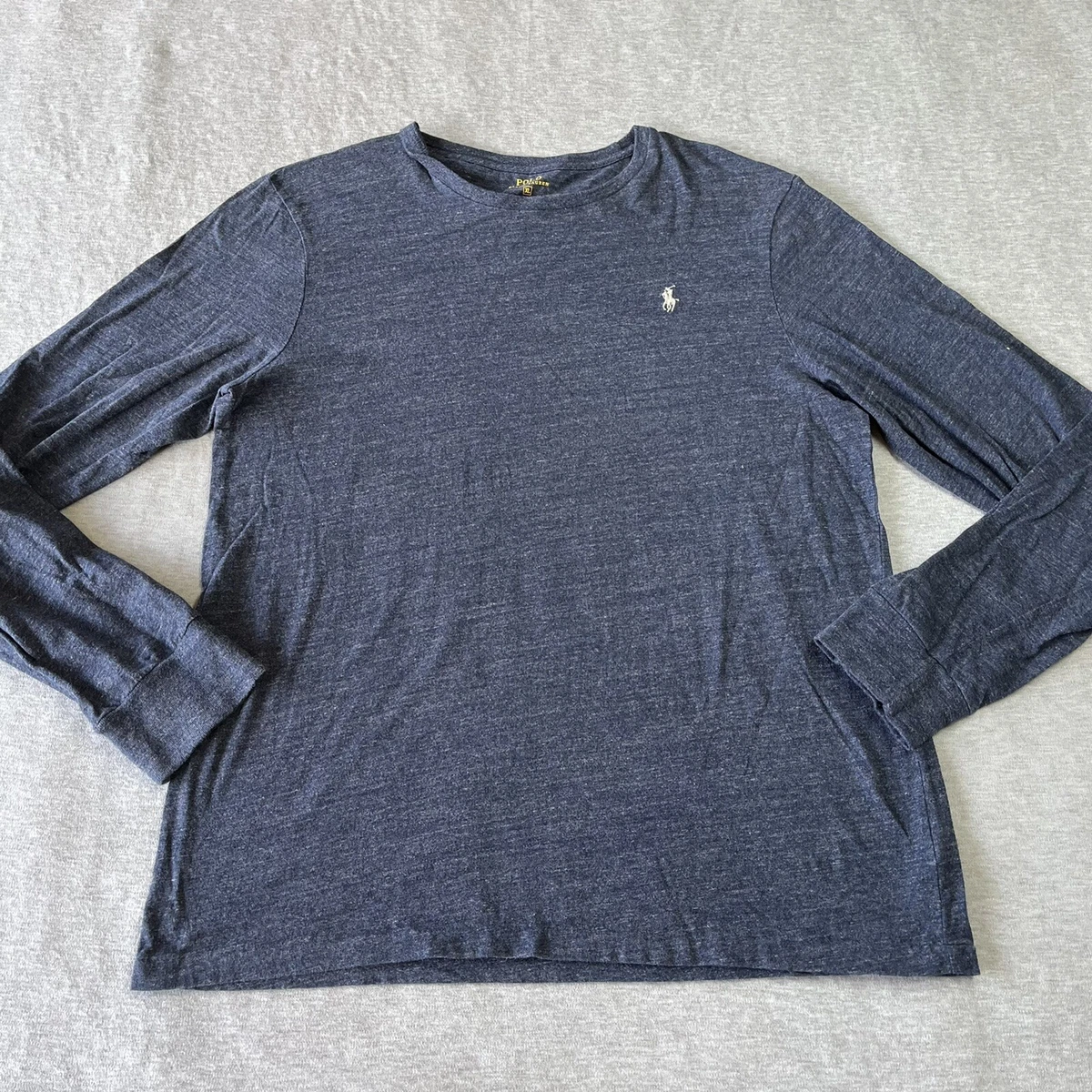 Polo Ralph Lauren Mens Long Sleeve T-Shirt Size XL Custom Fit Navy Blue