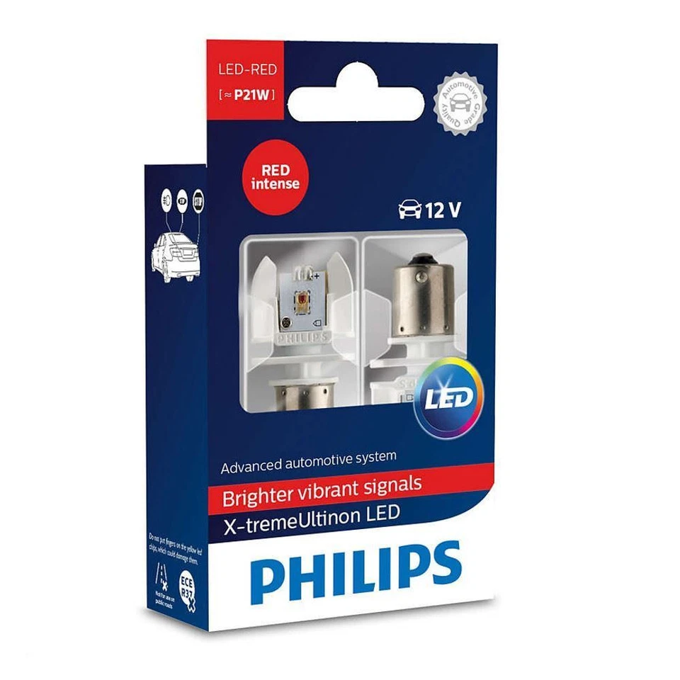 Philips 12898RX2 Ultinon ROUGE Intense LED P21W 12V Stop Light bulbs Twin - Photo 1/1