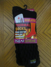 1 PAIR WOMEN'S BLACK POLAR EXTREME INSULATED THERMAL SOCKS  SHOE SIZE 5-9