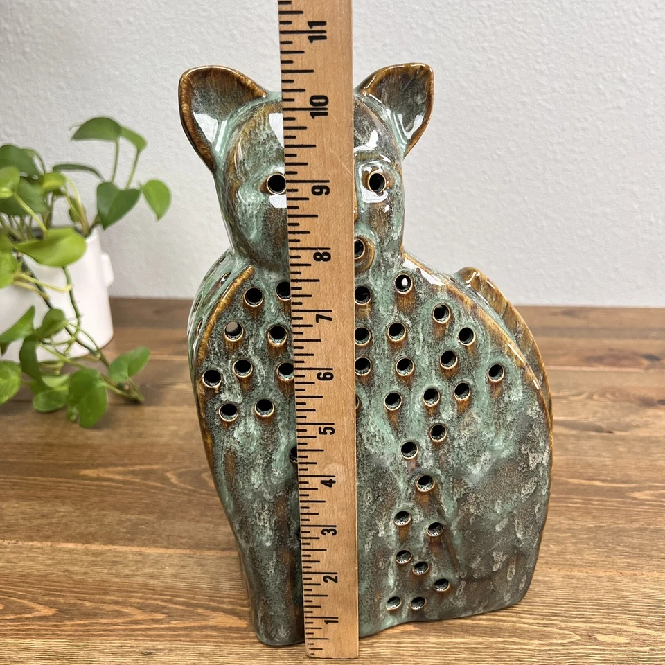 Керамический застекленный подсвечник для кошек — отличный для любителей кошек - Изображение 3 из 4