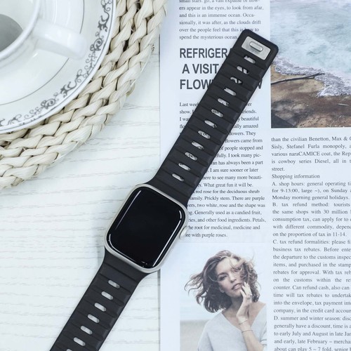 For iWatch Band Series 10 9 8 7 6 5 4 3 SE Ultra Magnetic Silicone Wrist Strap - Photo 19 sur 47
