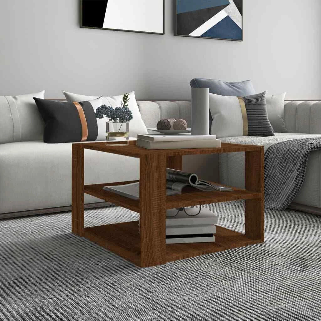 Coffee Table Brown Oak 60x60x40 cm Engineered Wood vidaXL