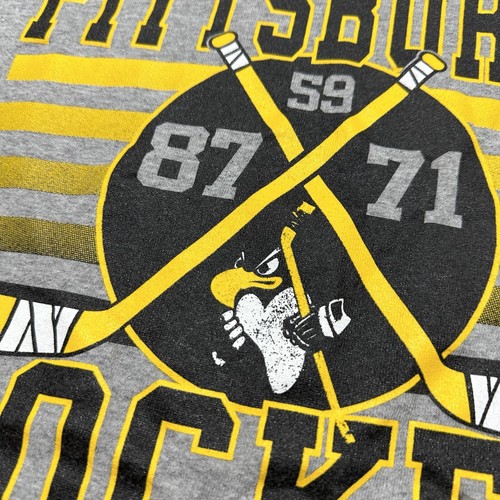 Camiseta De Colección Pittsburg Hockey Para Hombre Pingüinos Grandes Palos Logotipo Camiseta Informal - Imagen 3 de 9