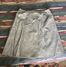S Vtg Sears Jr Bazaar Light Gray Leather A Line Mini Short Wrap Skirt Buckle 13