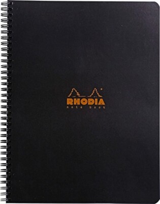 Rhodia Wirebound Graph Paper Notebook in Black - 9 x 11.75 - NEW R193009