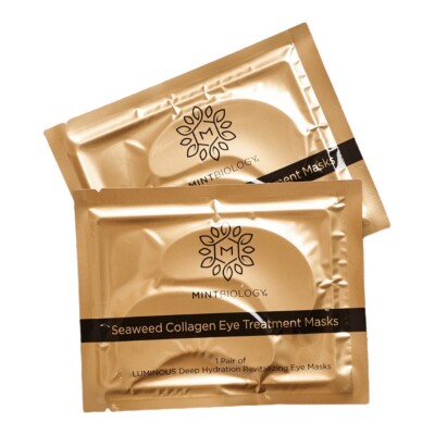 MINTBIOLOGY SEAWEED COLLAGEN GOLD EYE MASKS 10G X 15 SACHETS - BNIB