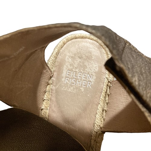 Eileen Fisher Womens Sandals Size 8 Bronze Upper Leather Espadrille Wedge - Picture 9 of 9