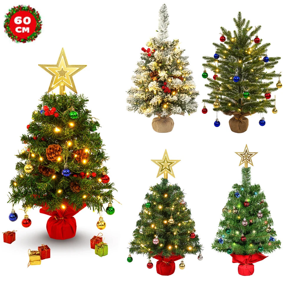 60cm Mini Weihnachtsbaum LED Beleuchtung klein Künstlicher Tannenbaum Garten - Bild 2 von 2