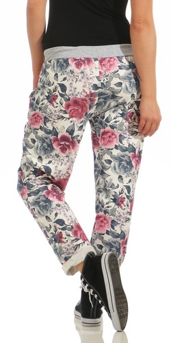 Jogginghose Damen Sport Freizeit Hose Jogger Blume Sommer Wellness Yoga BF 13 - Bild 9 von 15