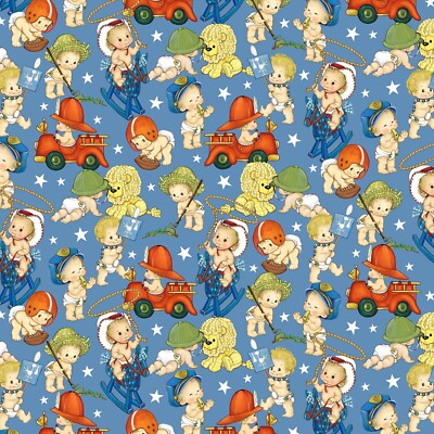 Americana Baby Blue Patriotic Baby Quilt Fabric BTY Michael Miller 44'' Wide