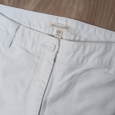 Eileen Fisher White Organic Cotton Spandex Hemp Blend Straight Leg Pants 29x26"