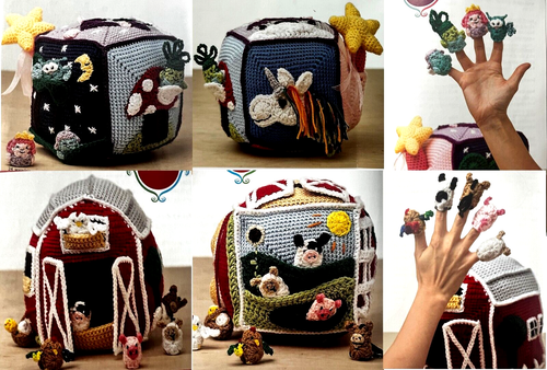 Crochet Patterns Book Interactive Farm & Princess Busy Baby Boxes Finger Puppets