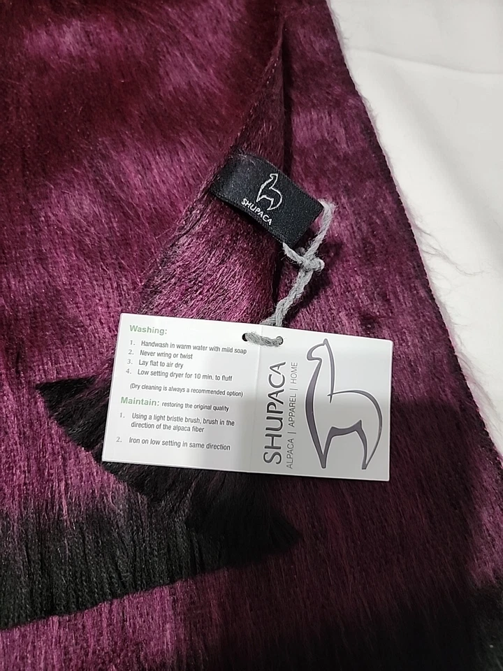 Shupaca Alpaca Blend Black Cherry Fring Scarf Soft As Silk NWT 78" long - Image 2 of 4