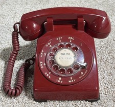 Vintage Bell System Western Electric Rotary Dial Desk Phone Red 500 DM