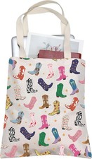 AKTAP Cowgirl Western Boots Inspired Canvas Tote Bag Country Girl Gifts Western