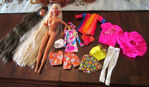 Vintage Barbie:  Totally Hair w Original Mod dress & Jewelry;  Lot