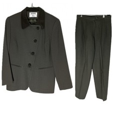 Kasper A.S.L Petite Wool Suit Blazer and Pants Women s Size 10P Olive Green