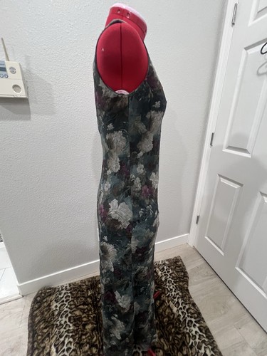 All That Jazz Vintage schwarz Blumen ärmellos Maxikleid 5/6 USA - Bild 3 von 8