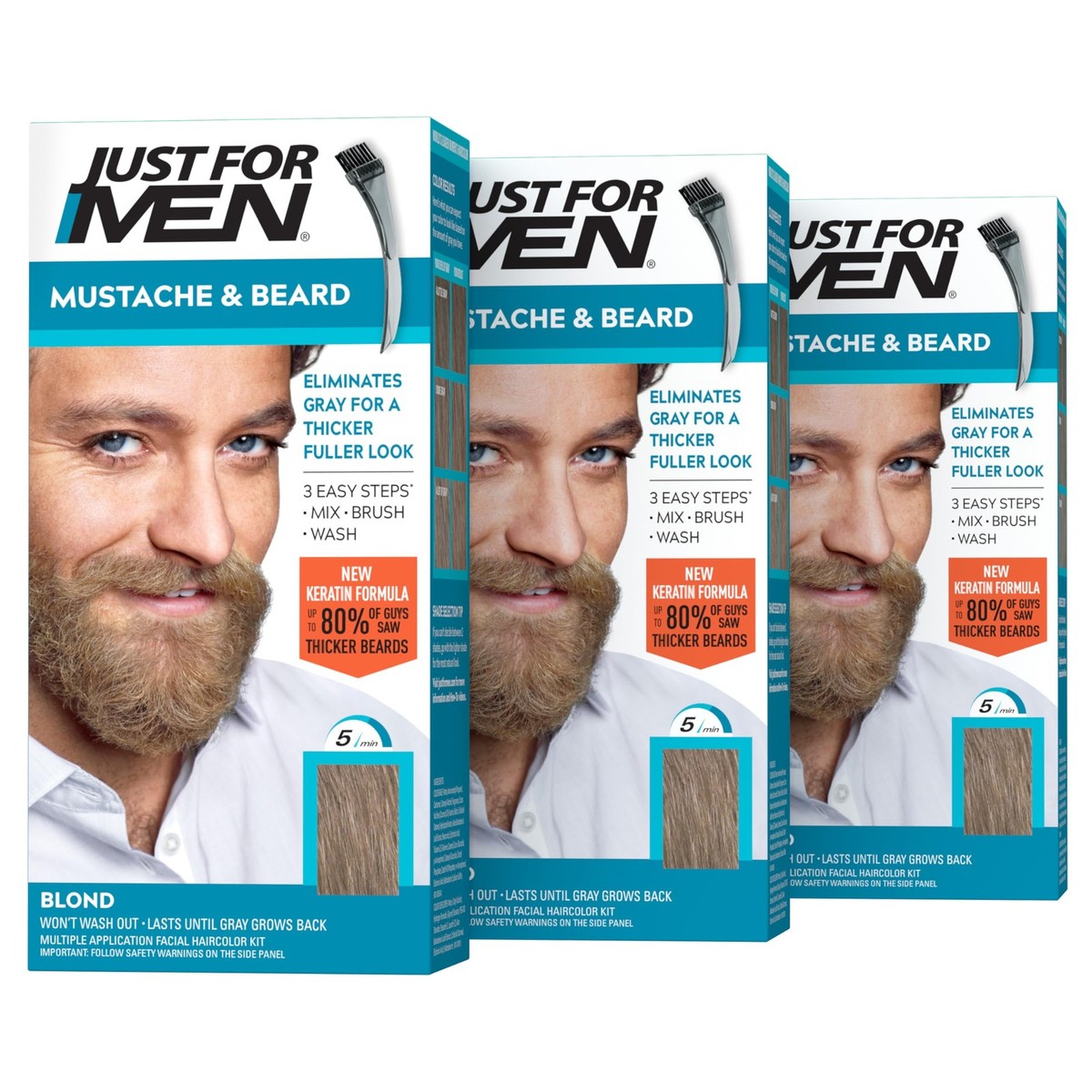 Just For Men Mustache & Beard, Beard Dye for Men with Brush