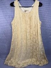 European Monsherry Women's Lace Dress Sleeveless Cream Ivory Floral Formal