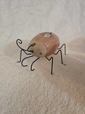 Bug Pot Hanger Mini Planter Candle Holder 4.25" Long Ceramic And Metal