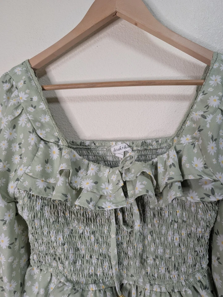 Top Babydoll Vintage Estilo Y2K Verde Volantes Floral Cottagecore Lechera Campesina Foto 3 de 4