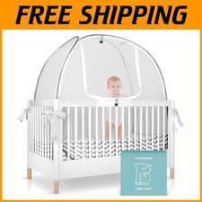 Mesh Crib Tent with Auto-Lock Zipper, Gray Chevron